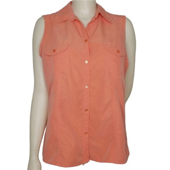 Studio 1940 Sleeveless Button Up Blouse Size XL Coral - Picture 1 of 9
